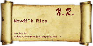 Novák Riza névjegykártya
